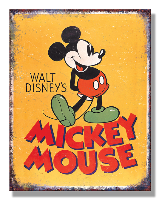 Mickey Mouse - Poster 12.5" x 16" Distressed Metal Tin Sign - 2852