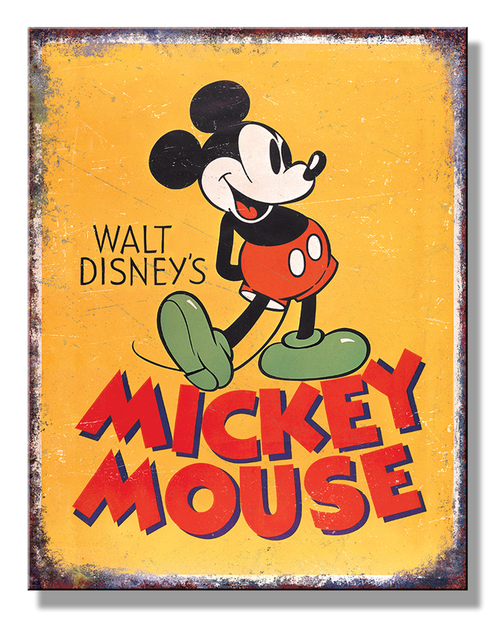 Mickey Mouse - Poster 12.5" x 16" Distressed Metal Tin Sign - 2852