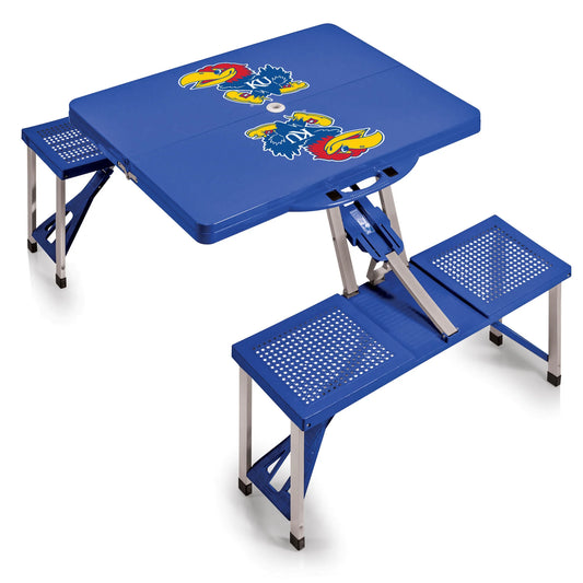 Kansas Jayhawks Portable Camping / Picnic / Tailgating Folding Table with Seats by Picnic Time