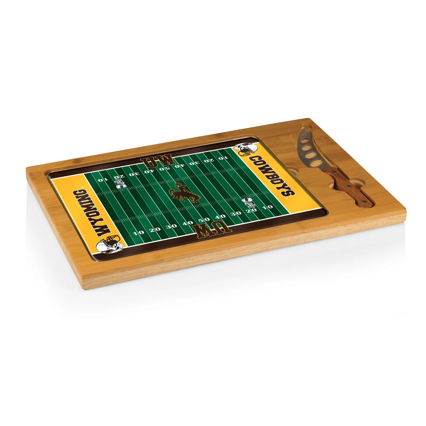 Wyoming Cowboys - Icon Glass Top Cutting Board & Knife Set by Picnic Time