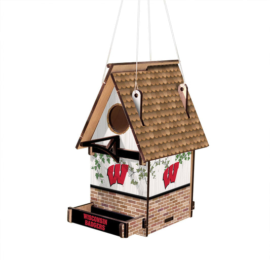 Show your team spirit and honor feathered friends with this Wisconsin Badgers Wood Birdhouse by Fan Creations. Featuring team colors and graphics, and cut and printed on MDF this birdhouse is officially licensed and made in the USA.