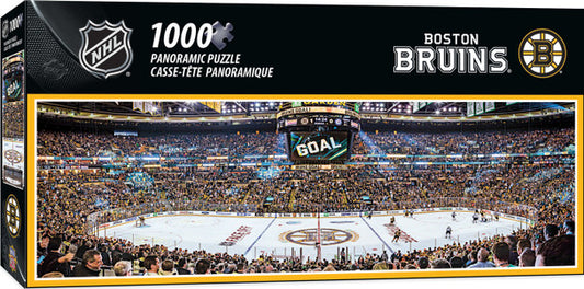 Boston Bruins 1000-piece panoramic TD Garden stadium puzzle, officially licensed NHL puzzle by MasterPieces.