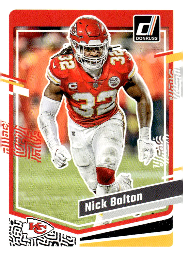 2023 Donruss Nick Bolton Football Card #148. Linebacker. NM-MT condition, raw grade, Panini NFL collectible for fans and collectors.