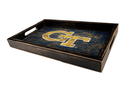 Georgia Tech Yellow Jackets 9" x 15" Team Distressed Logo Serving Tray by Fan Creations