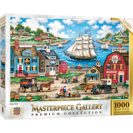Ships Ahoy Puzzle: 1000 pieces, 26.75" x 19.25". A captivating challenge by Masterpieces for expert puzzlers!
