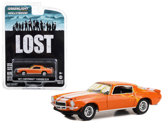 1971 Chevrolet Camaro Z/28 Orange with White Stripes (Dirty Version) "Lost" TV Series "Hollywood Series" Release 38 1/64 Diecast Car by Greenlight