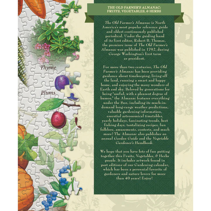 Farmer's Almanac - Fruits, Vegetables, & Herbs 1000 Piece Jigsaw Puzzle
