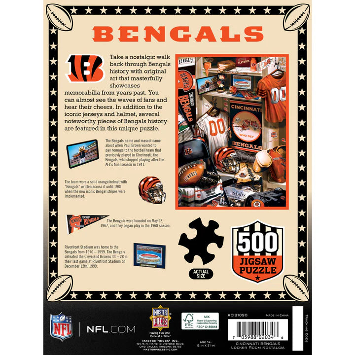 Cincinnati Bengals - Locker Room 500 Piece Jigsaw Puzzle by Masterpieces