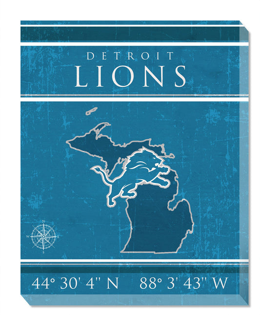 Detroit Lions Coordinates 16" x 20" Canvas Sign by Fan Creations