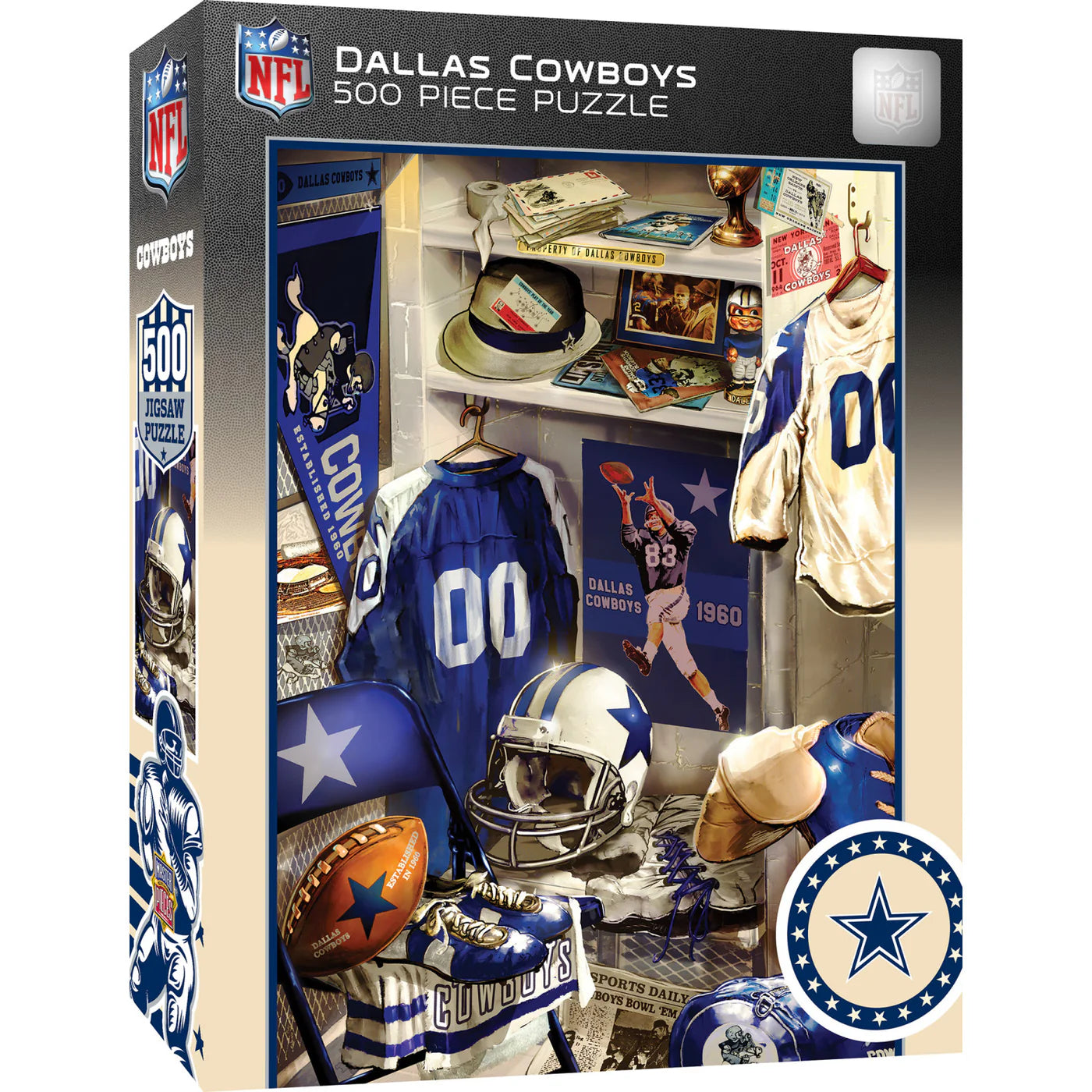 Dallas Cowboys NFL Locker Room Jigsaw Puzzle, 500 pieces, 15"x21", officially licensed by the NFL, made by Masterpieces, brand new.