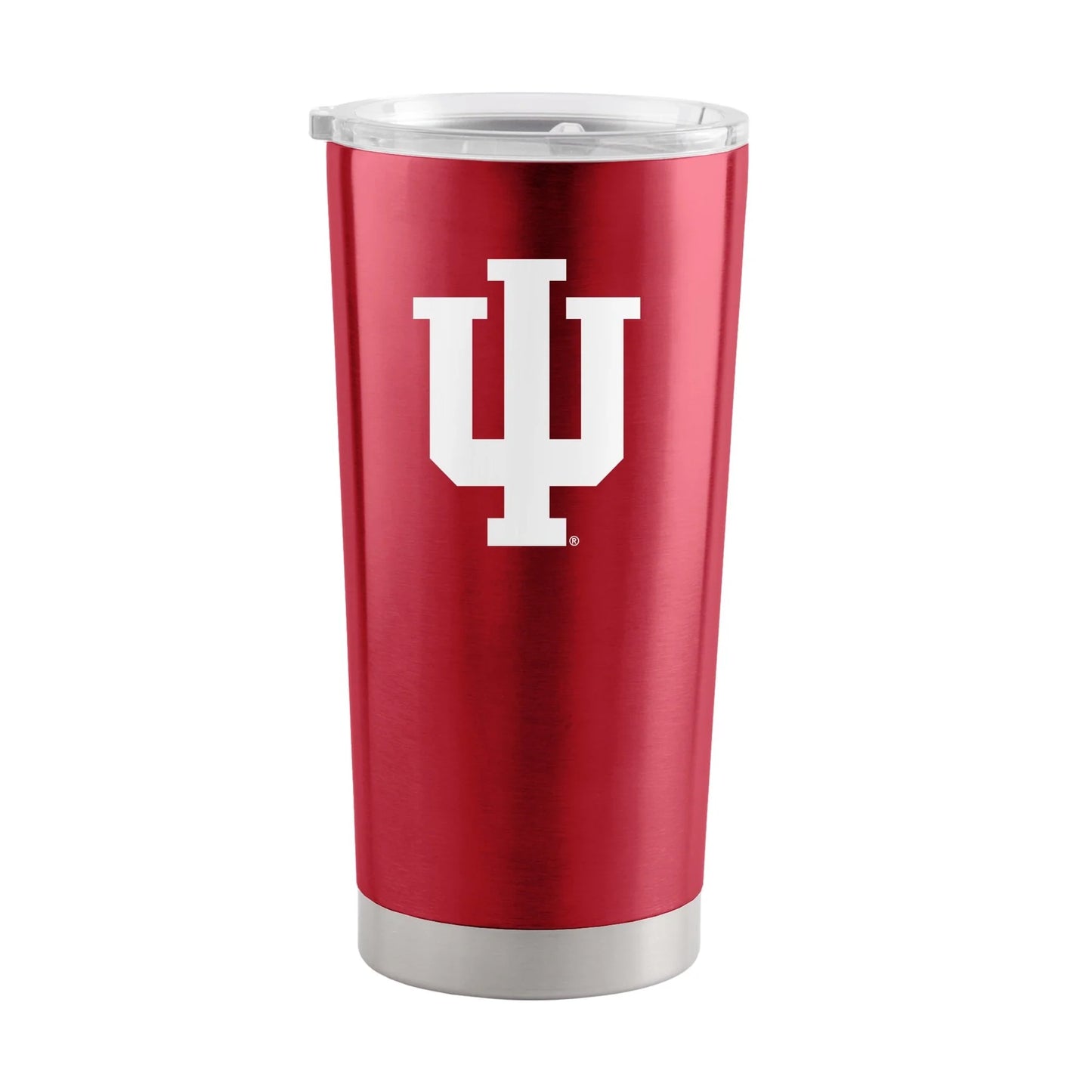 Indiana Hoosiers 20 oz. stainless steel tumbler with team graphics and straw-friendly high lip slider lid. Hand wash only.