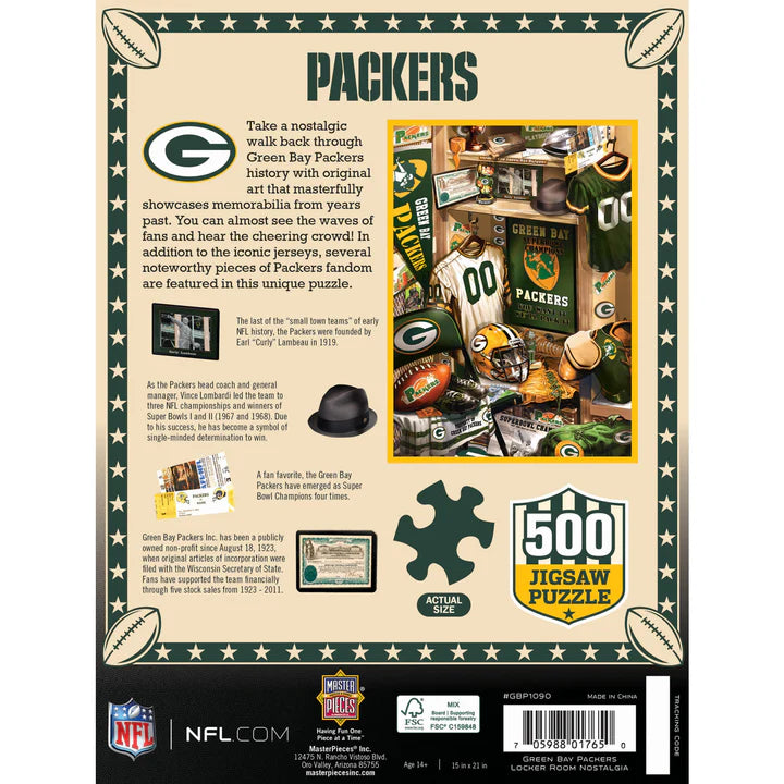 Green Bay Packers - Locker Room 500 Piece Jigsaw Puzzle by Masterpieces