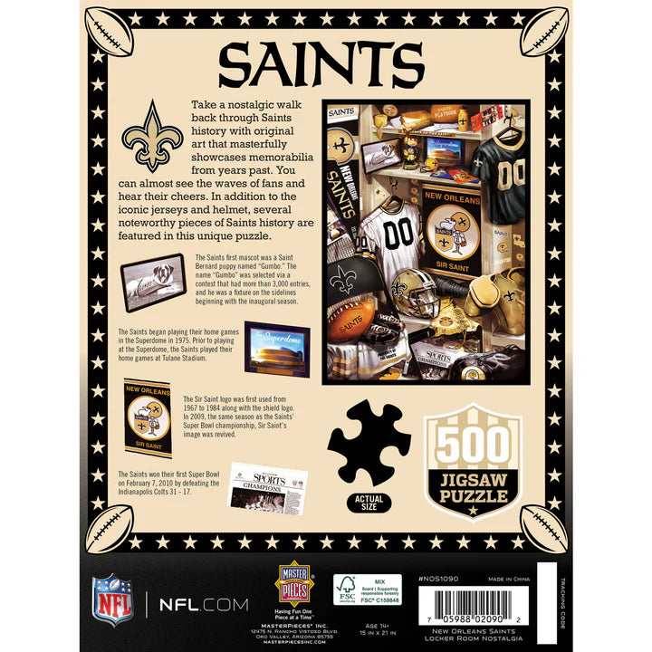 New Orleans Saints - Locker Room 500 Piece Jigsaw Puzzle by Masterpieces