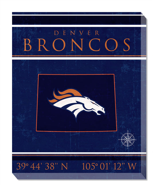 Denver Broncos Coordinates 16" x 20" Canvas Sign by Fan Creations