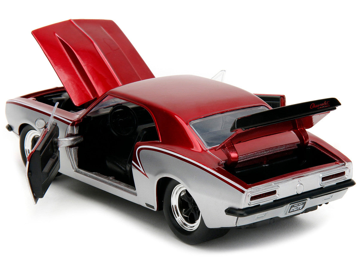 1967 Chevrolet Camaro Candy Red and Silver Metallic "Bigtime Muscle" Series 1/24 Diecast Model Car by Jada