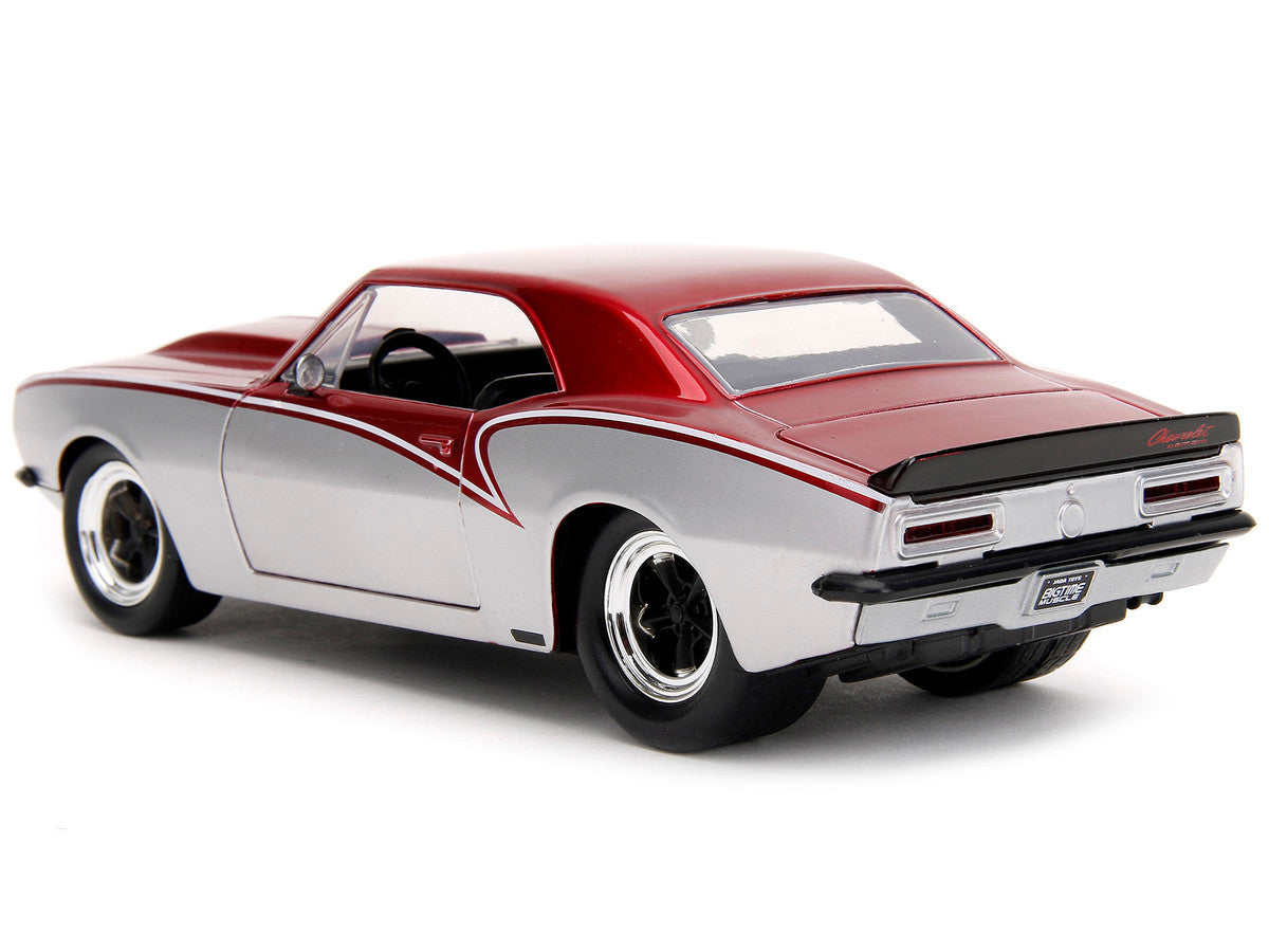 1967 Chevrolet Camaro Candy Red and Silver Metallic "Bigtime Muscle" Series 1/24 Diecast Model Car by Jada