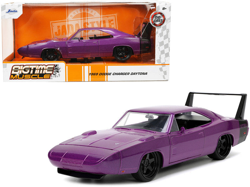1969 Dodge Charger Daytona Purple Metallic 1/24 scale diecast with opening parts from Jada's Bigtime Muscle series.