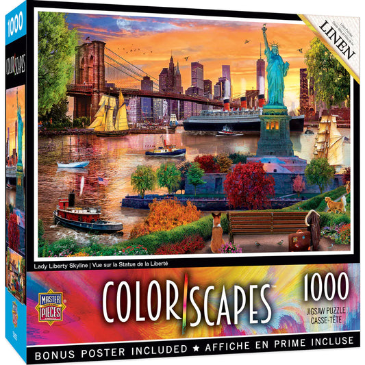 Colorscapes - Lady Liberty Skyline 1000 Piece Jigsaw Puzzle by Masterpieces