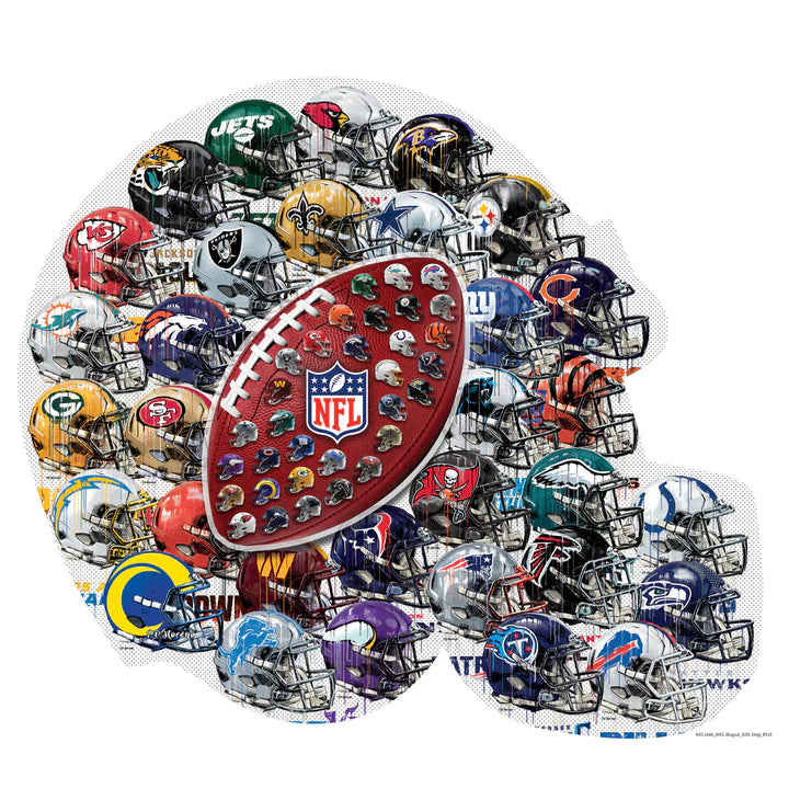 NFL - Helmet Drip Art 500 Piece Shaped Jigsaw Puzzle by Masterpieces