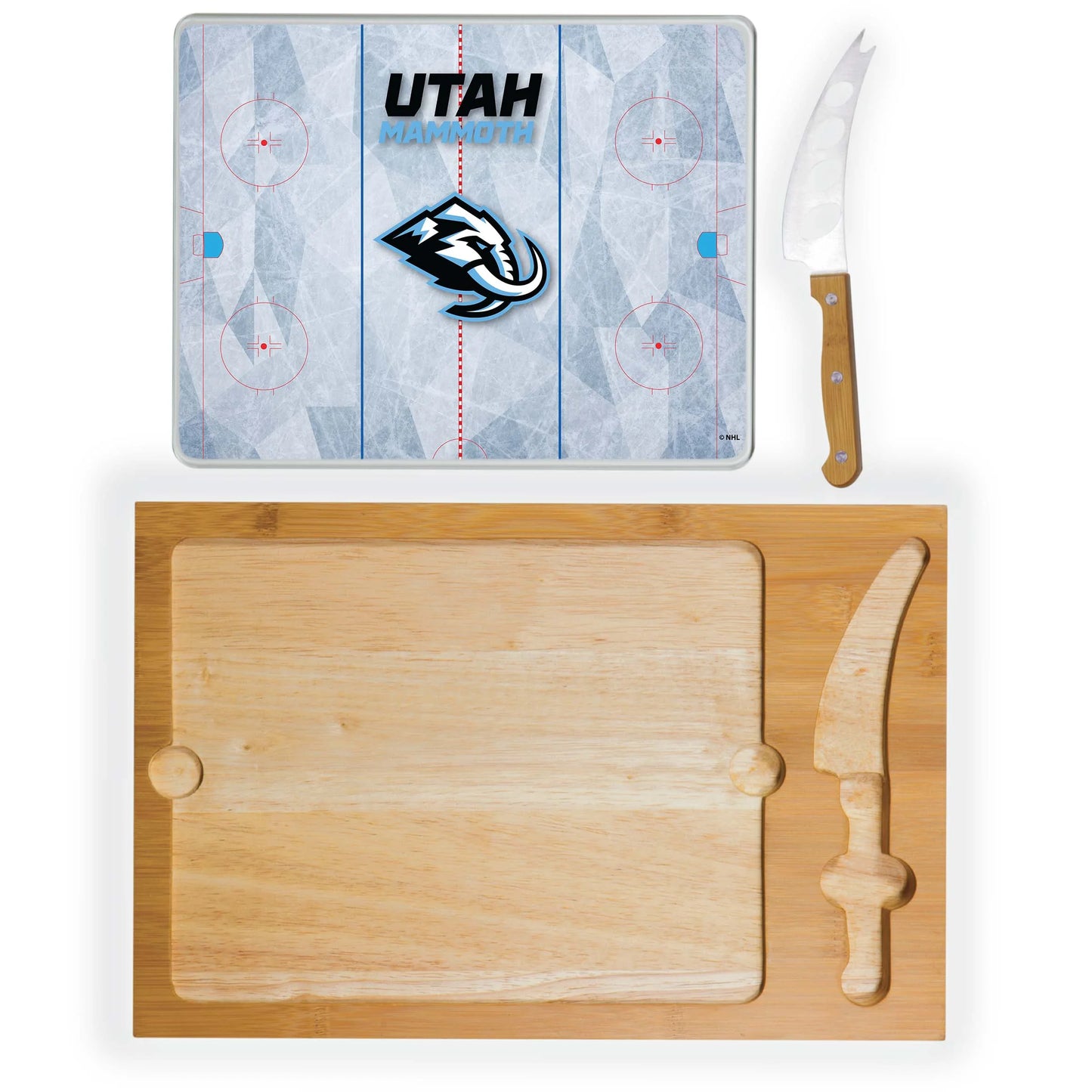 Utah Mammoth - Icon Glass Top Cutting Board & Knife Set by Picnic Time