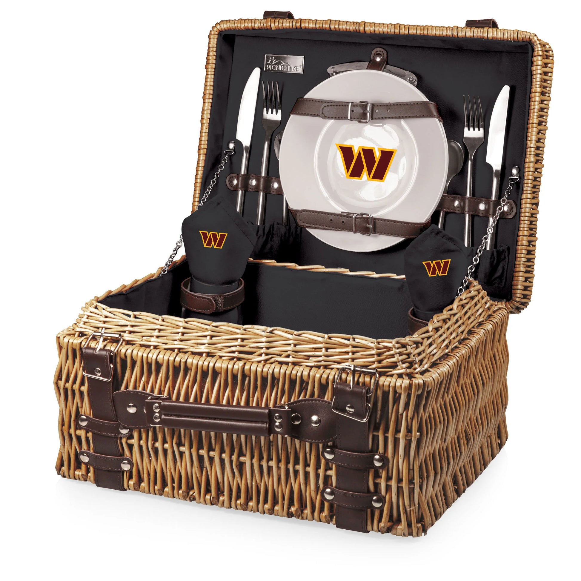 Washington Commanders Champion Picnic Basket with plates, glasses & utensils  - official NFL picnic set