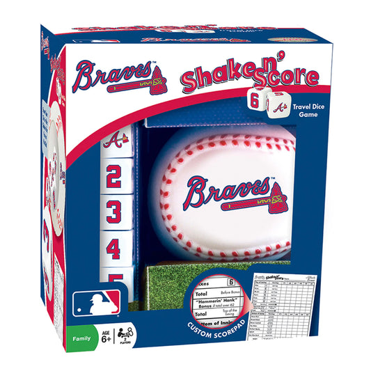 Atlanta Braves MLB Shake n Score Dice Game - Includes team-specific dice, dice cup, scorepad. Hand-painted graphics. Officially licensed MLB product.