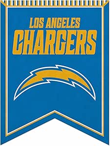 Los Angeles Chargers NFL Rafter Felt Pennant in team colors, made of durable felt by Rico Industries, measures 18" x 24"