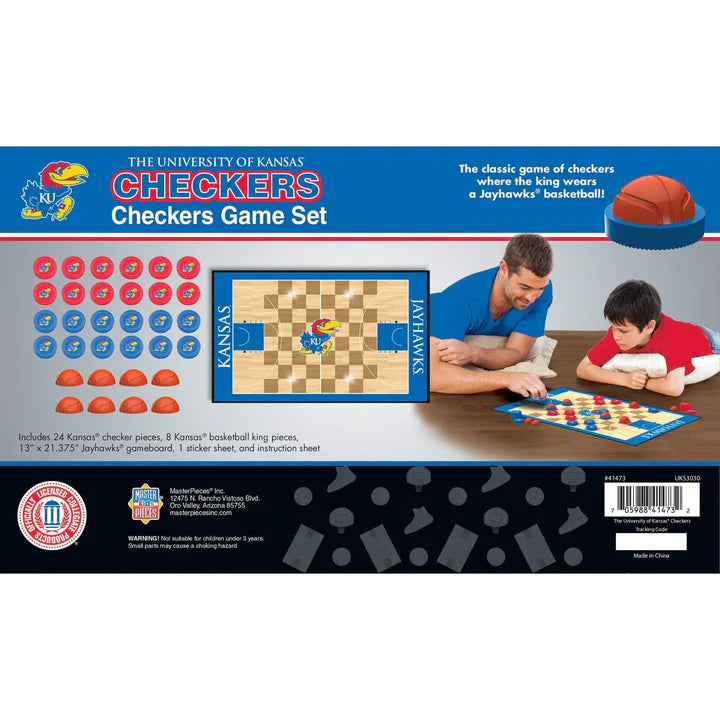 Kansas Jayhawks Checkers Board Game by Masterpieces