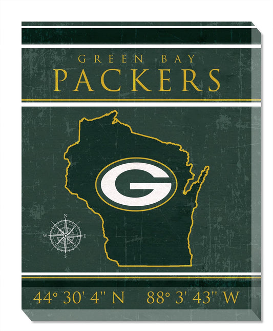 Green Bay Packers Coordinates 16" x 20" Canvas Sign by Fan Creations