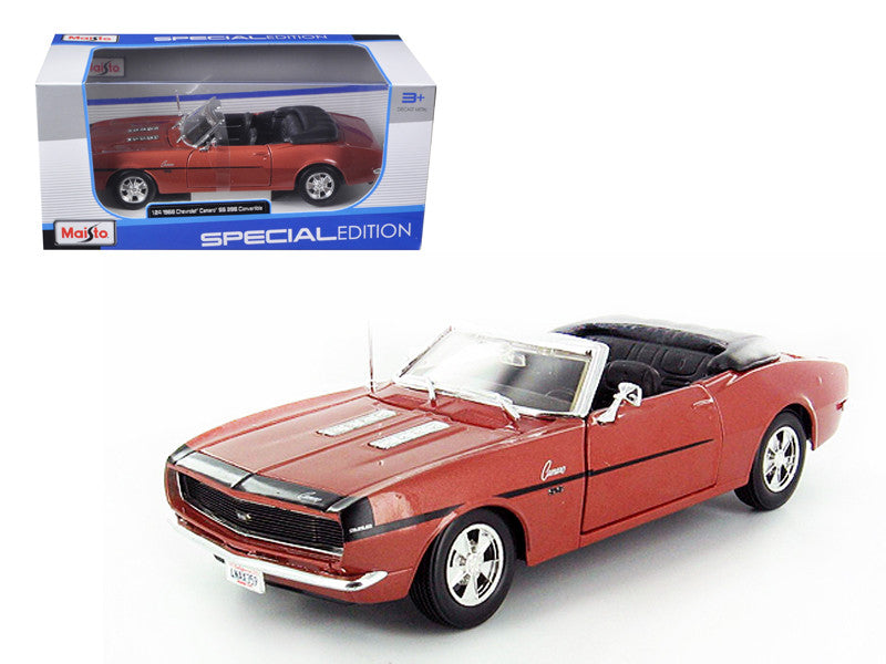 Maisto 1968 Chevrolet Camaro SS 396 Convertible 1/24 diecast car in bronze with opening hood and doors