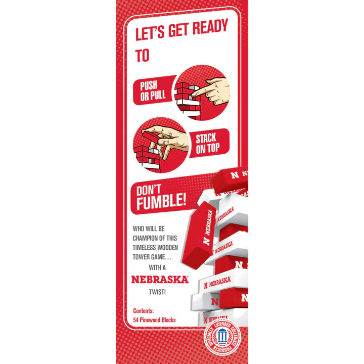 Nebraska Cornhuskers Wood Tumble Tower Game by Masterpieces