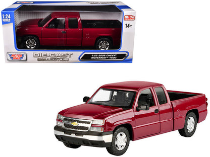 2006 Chevrolet Silverado 1500 Pickup Truck Red Metallic "Die-Cast Collection" Series 1/25 Diecast Model Car by Motormax
