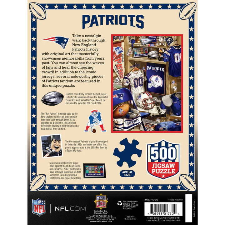 New England Patriots - Locker Room 500 Piece Jigsaw Puzzle by Masterpieces