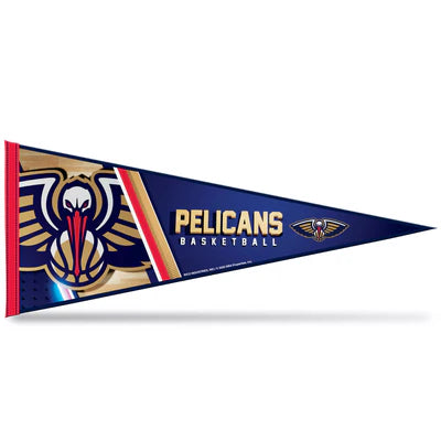 New Orleans Pelicans NBA retro felt pennant, 12x30 inches, with bold team graphics and colors, officially licensed