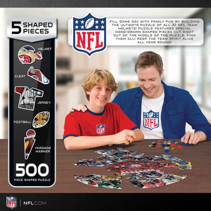 NFL - Helmet Drip Art 500 Piece Shaped Jigsaw Puzzle by Masterpieces