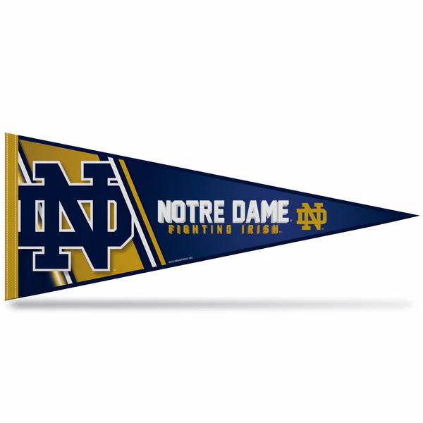 Notre Dame Fighting Irish 12x30 NCAA felt pennant with bold team colors and graphics, officially licensed by Rico.