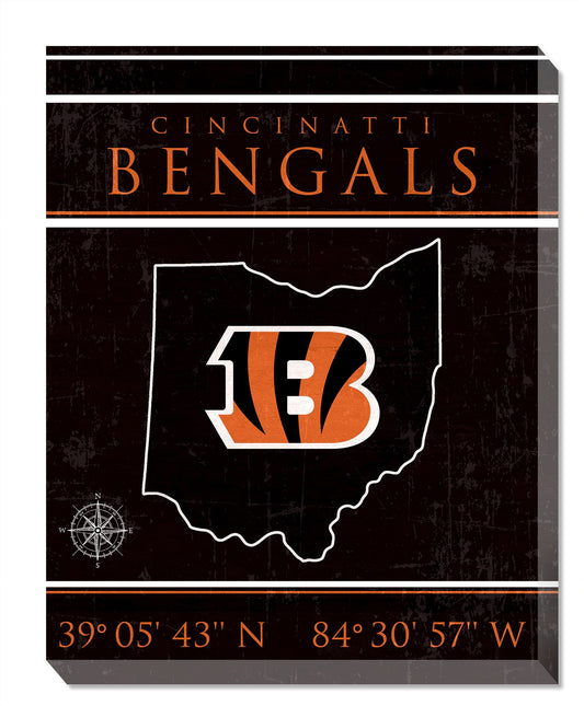 Cincinnati Bengals Coordinates 16" x 20" Canvas Sign by Fan Creations