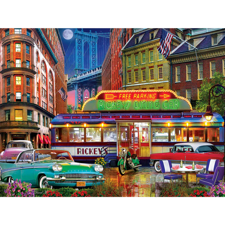 Drive-Ins, Diners & Dives - Rickey's Diner Car 550 Piece Jigsaw Puzzle by Masterpieces