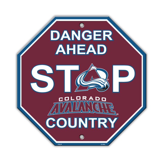 Colorado Avalanche 12" x 12" durable plastic NHL stop sign with official team colors and graphics by Fremont Die