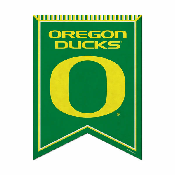 Oregon Ducks NCAA Rafter Felt Pennant with team colors and logo, made of durable felt by Rico Industries, 18" x 24"