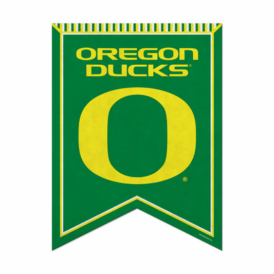 Oregon Ducks NCAA Rafter Felt Pennant with team colors and logo, made of durable felt by Rico Industries, 18" x 24"
