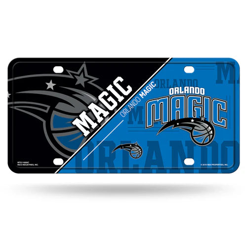Orlando Magic metal license plate, 6x12 NBA tag by Rico, vibrant team colorsand graphics, officially licensed product