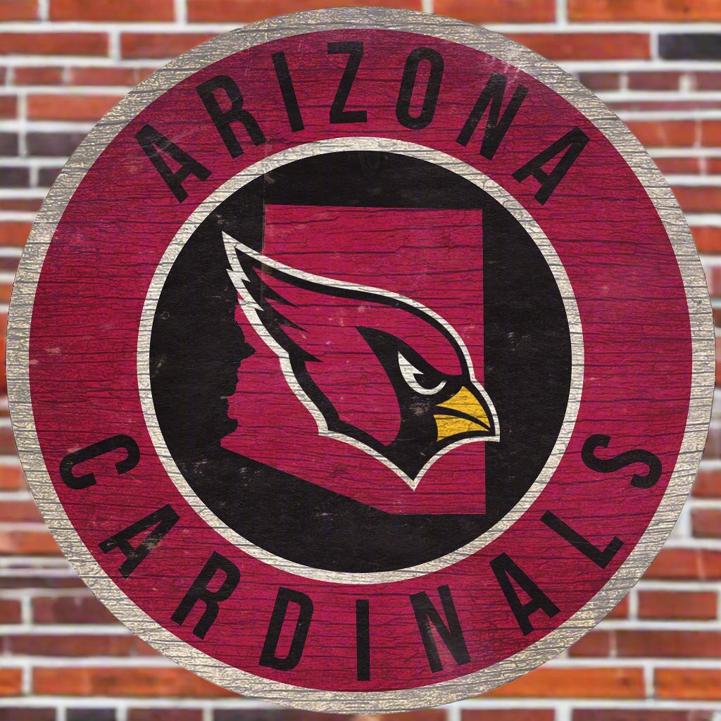 Arizona Cardinals 12" Round Distressed Sign with State by Fan Creations