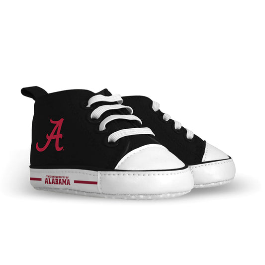 Official Alabama Crimson Tide pre-walker baby shoes with iconic logo. High-top style for comfort. Perfect for young fans.