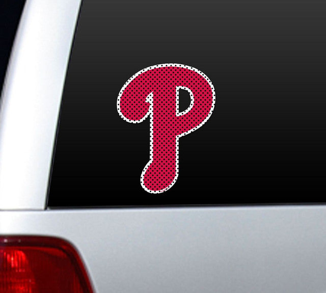 Philadelphia Phillies MLB 12x10 die cut window film with bold team graphics and perforated design for clear inside view