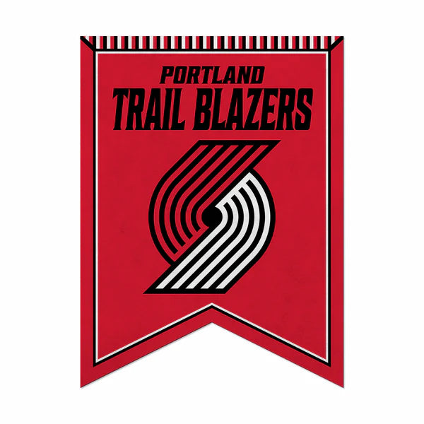 Portland Trail Blazers NBA Rafter Felt Pennant featuring vibrant team colors and graphics by Rico Industries, 18" x 24"