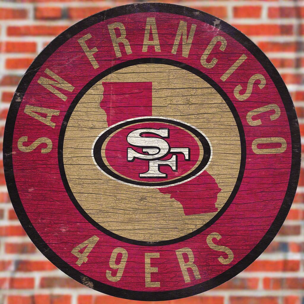 San Francisco 49ers 12" Round Distressed Sign with State by Fan Creations