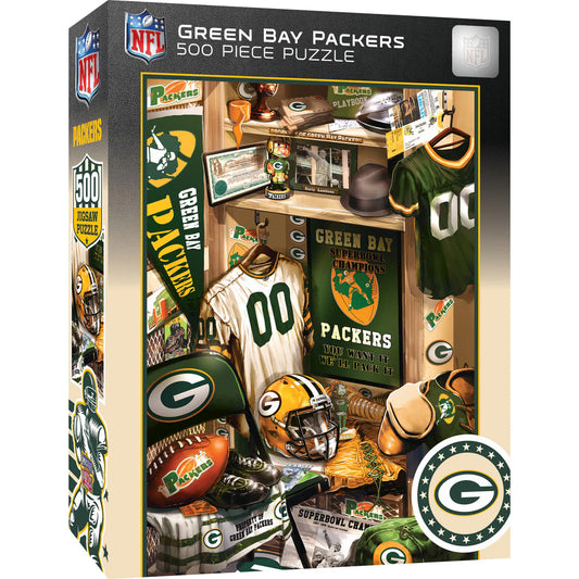 Green Bay Packers NFL Locker Room Jigsaw Puzzle, 500 pieces, 15"x21", officially licensed by the NFL, made by Masterpieces, brand new.