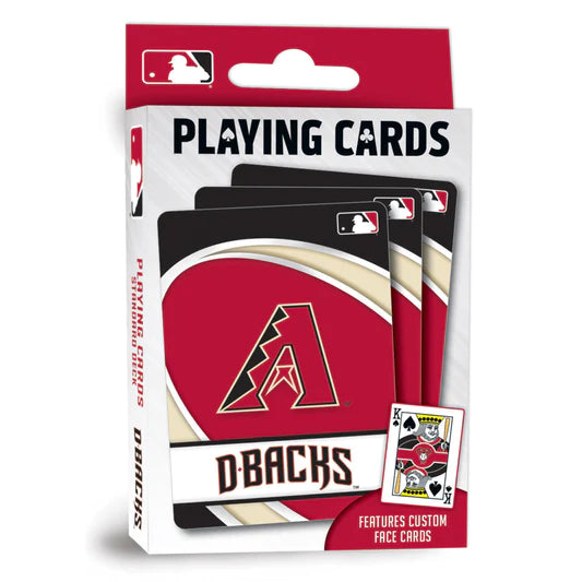 Arizona Diamondbacks Playing Cards: Official MLB licensed deck with 52 cardstock cards featuring team colors and graphics, plus 2 jokers.