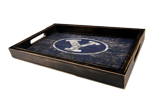 Brigham Young (BYU) Cougars 9" x 15" Team Distressed Logo Serving Tray by Fan Creations